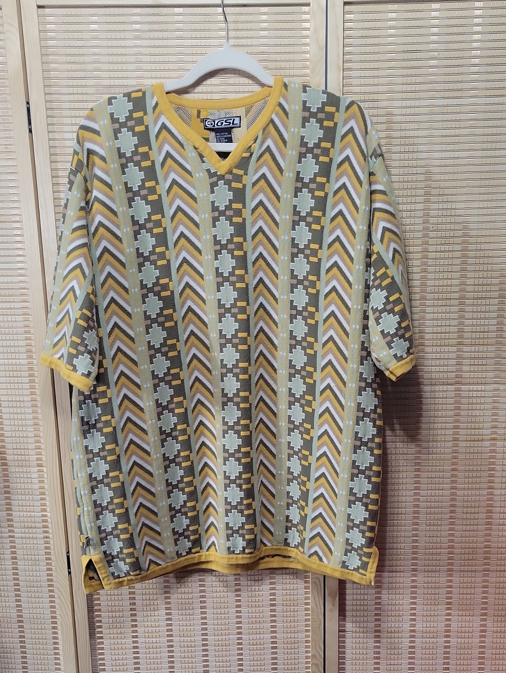 Vintage GSL Short Sleeved Sweater - gold/olive - Large